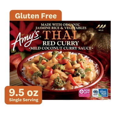 Amy's Frozen Meals, Thai Red Curry, Gluten Free Microwave Meals, 10 oz