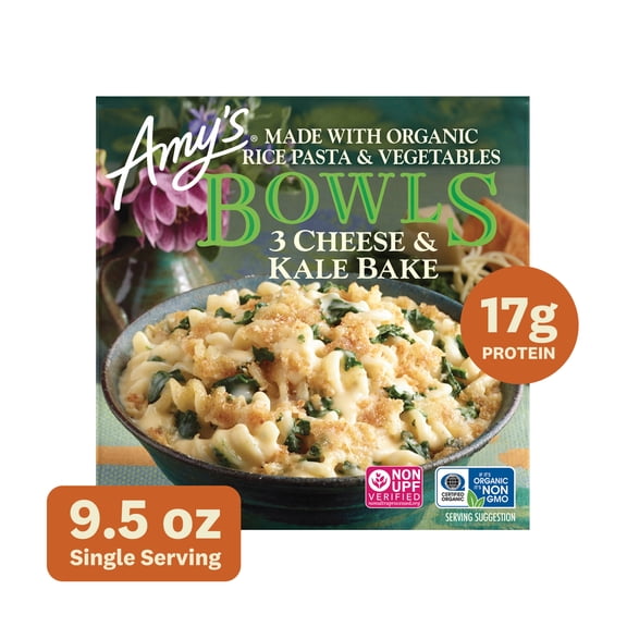 Amy's Frozen Meals, Three Cheese Kale Bake Bowl, Microwave Meals, 8.5 oz