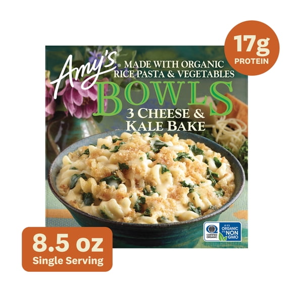 Amy's Frozen Meals, Three Cheese Kale Bake Bowl, Microwave Meals, 8.5 oz