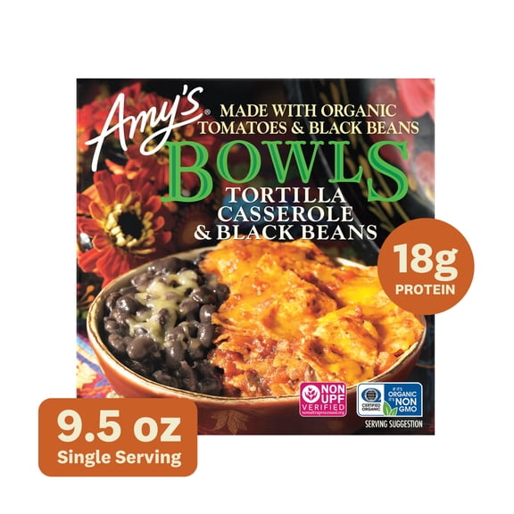 Amy's Frozen Meals, Tortilla Casserole & Black Beans Bowl, Microwave Meals, 9.5 oz