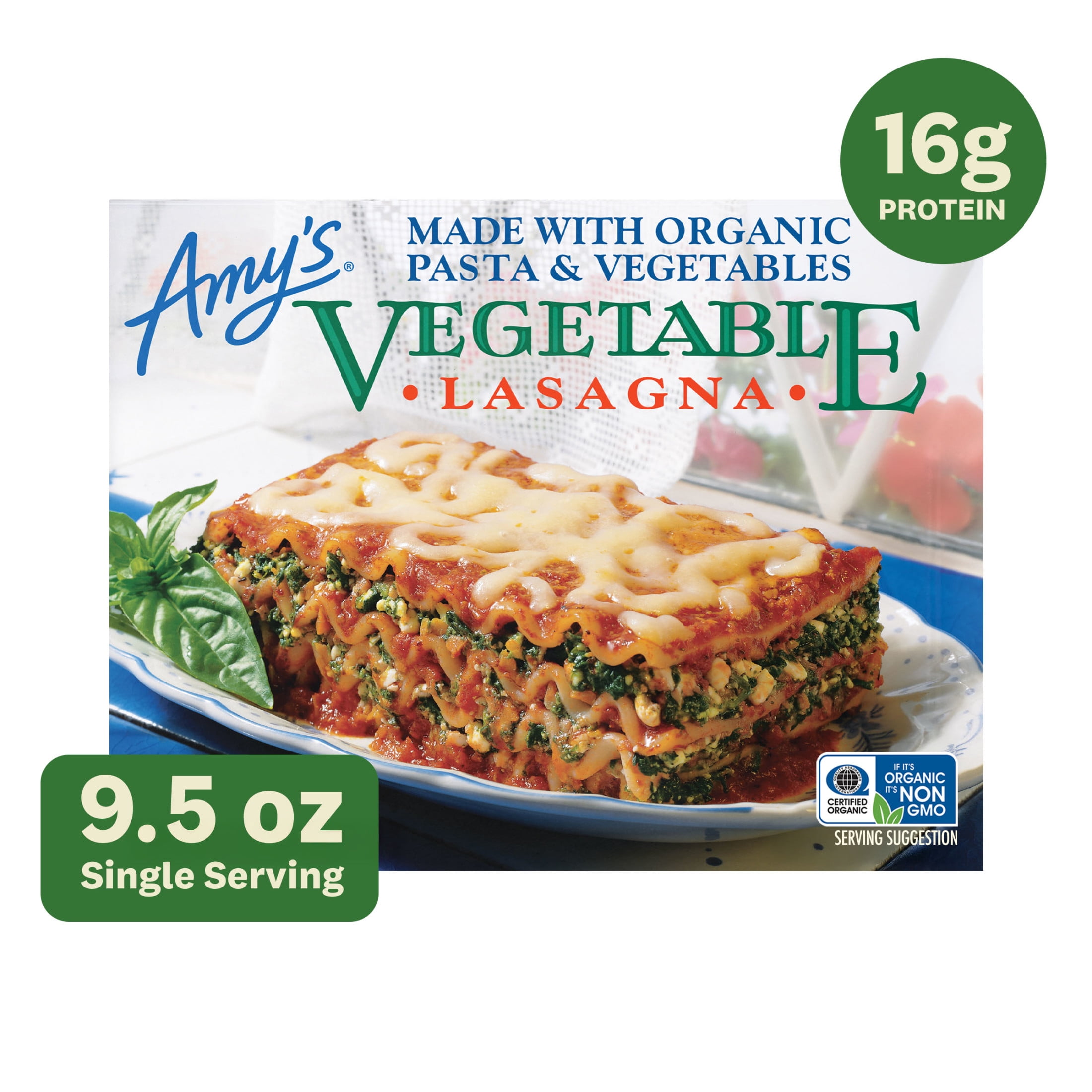 Amy's Kitchen Vegetable Lasagna Frozen Meal with Organic Pasta and ...