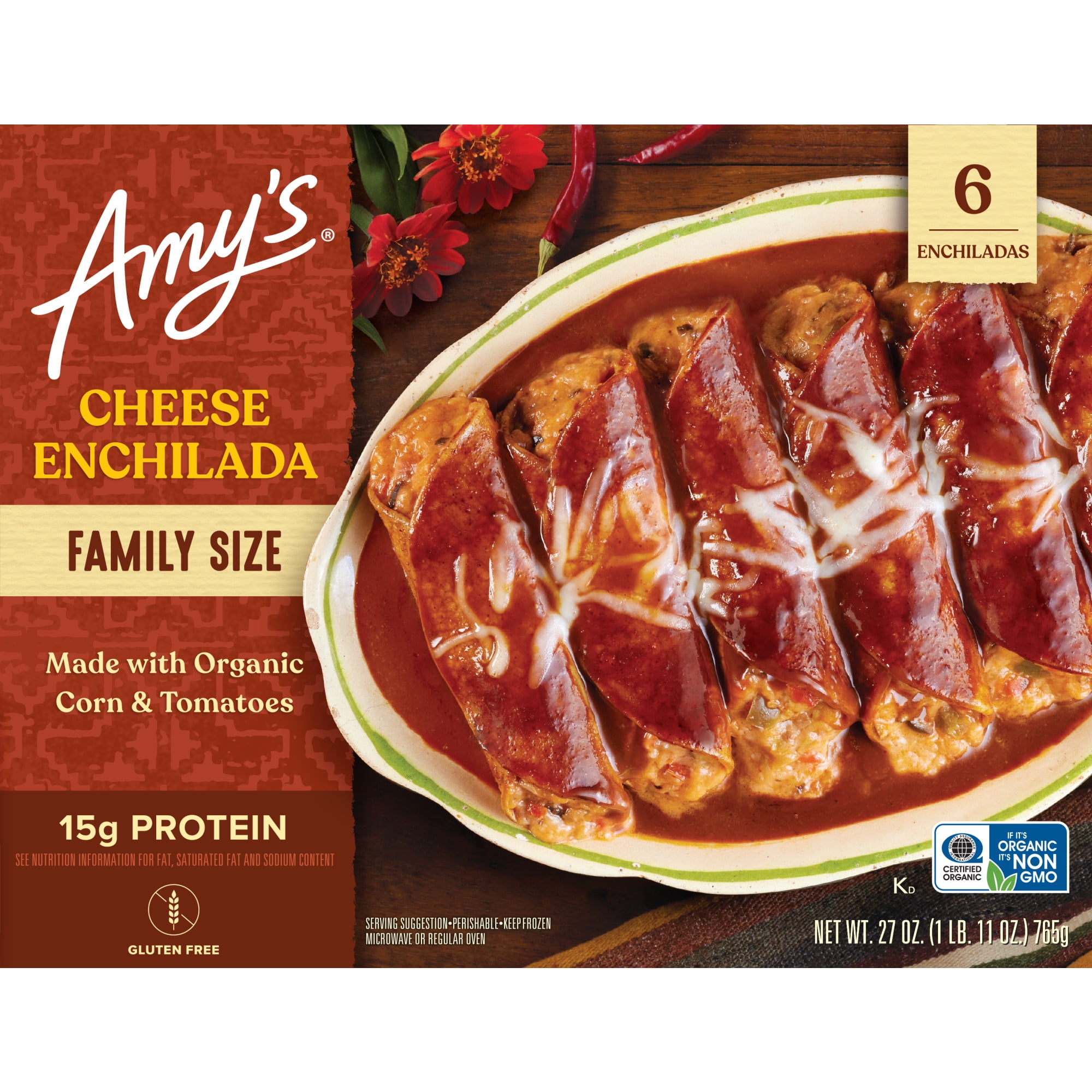Amy's Kitchen Frozen Meal, Family Size Cheese Enchilada, Gluten Free