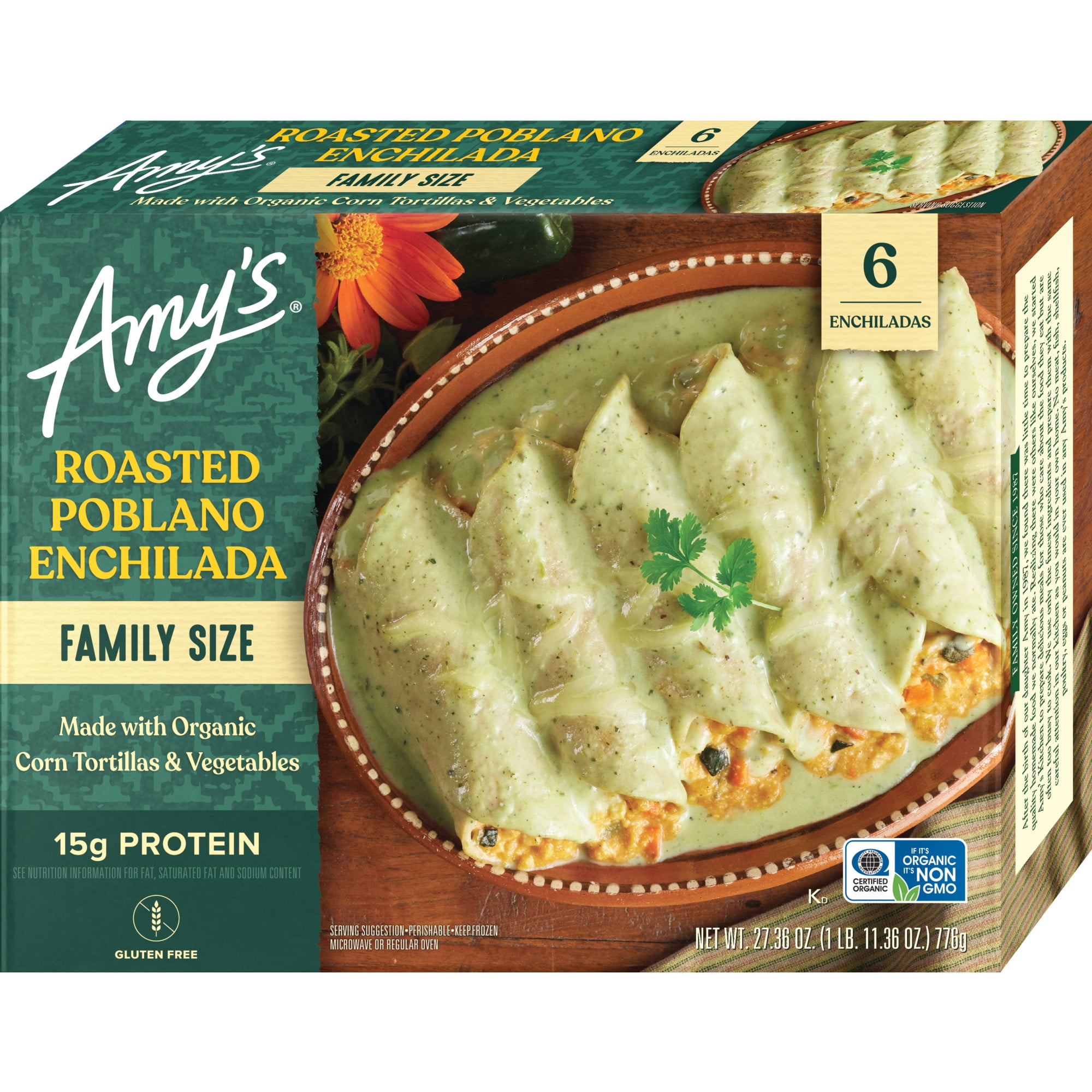 Amy's Kitchen Gluten Free Family Size Roasted Poblano Enchilada, 27.4