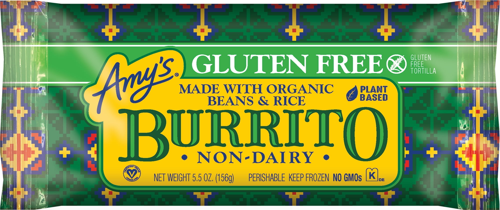 Amy's Kitchen Gluten Free, Vegan, Bean & Rice Burrito, 5.5 Oz Pouch