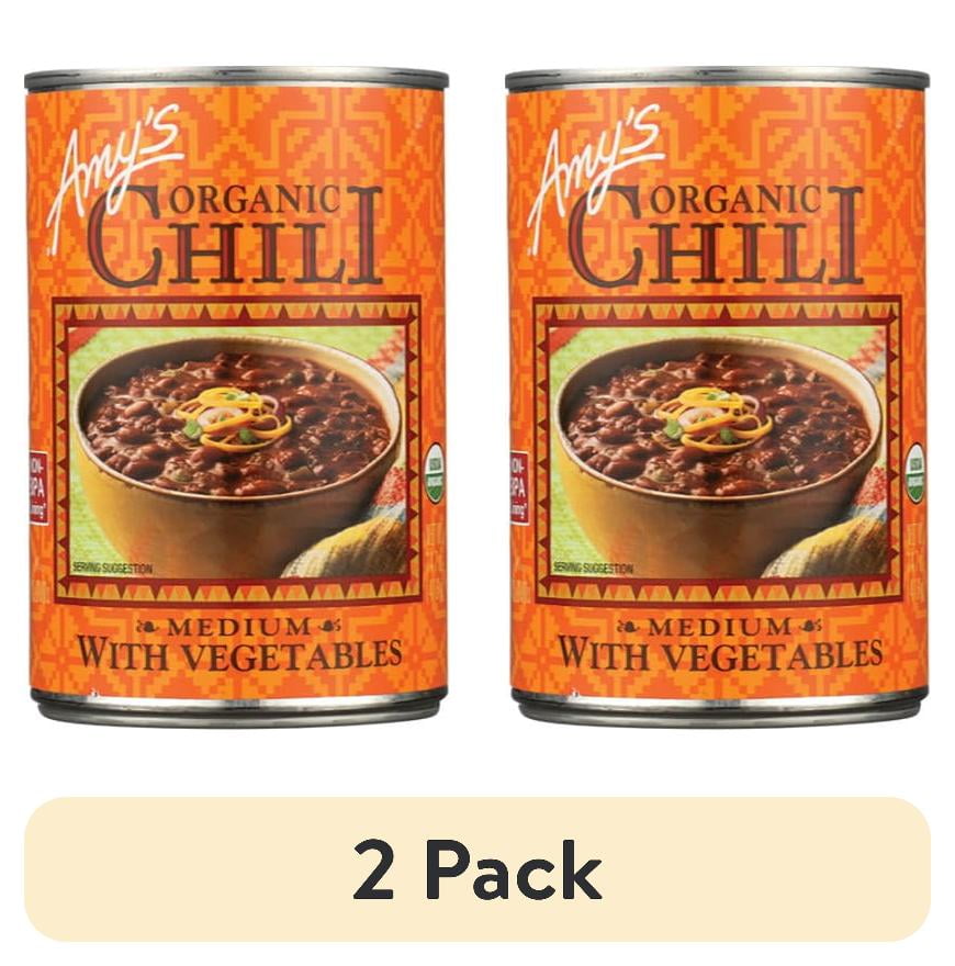 (2 pack) Amy's Kitchen Organic Chili with Vegetables Medium 14.7 oz Can