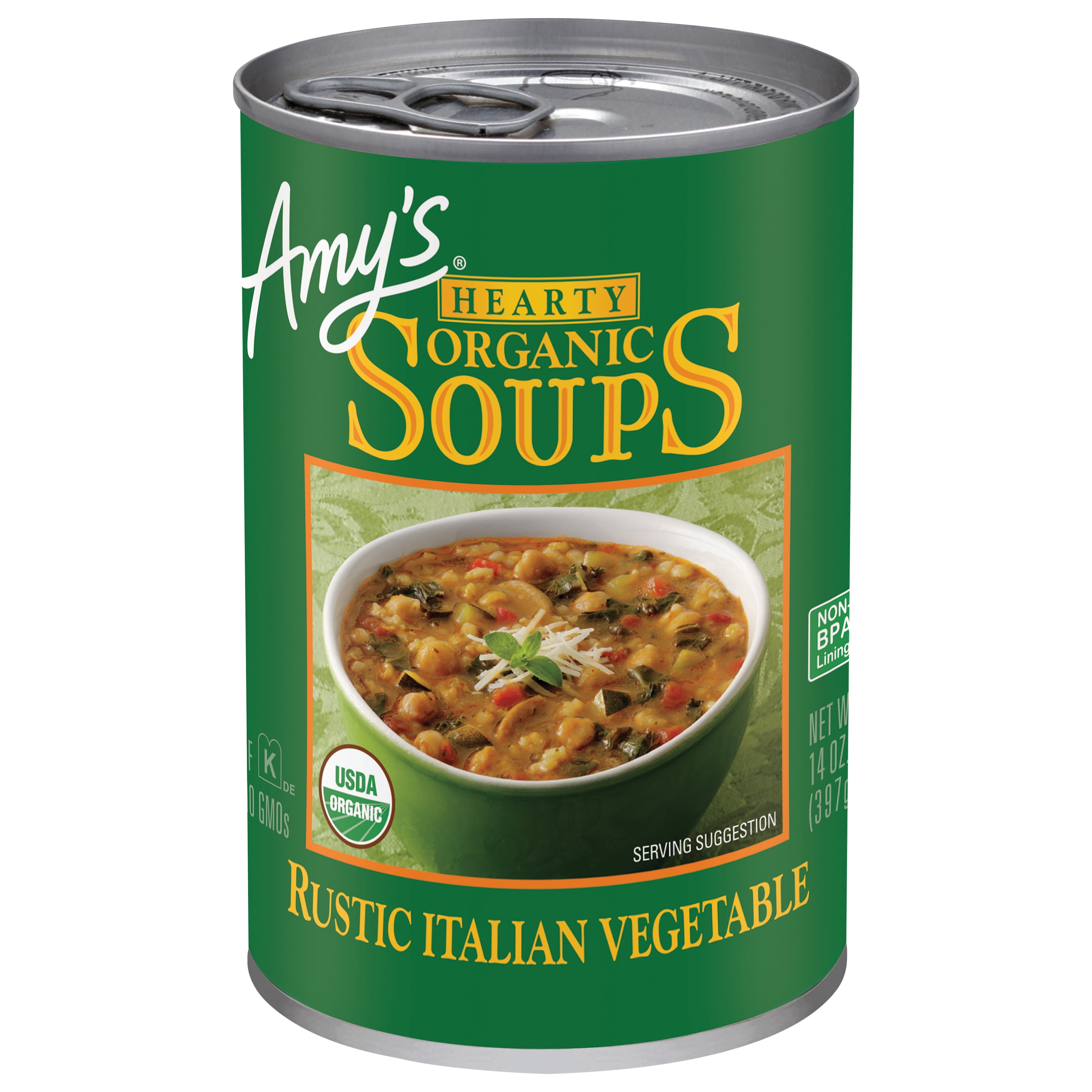 Amy's Kitchen Organic Hearty Rustic Italian Vegetable Soup, Vegan, Gluten Free, 14 oz canned soup
