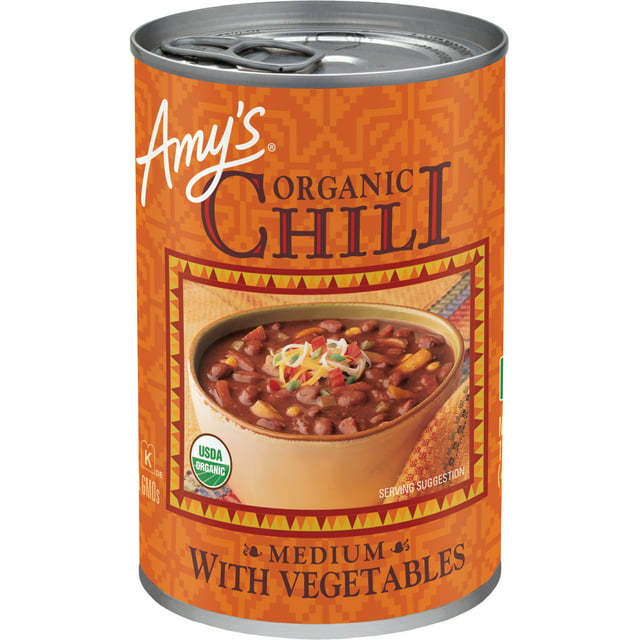 Amy’s Kitchen Organic Medium Chili with Tofu and Vegetables, Gluten Free, Canned Chili, 14.7 oz
