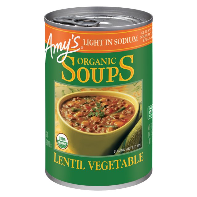 Amy’s Kitchen Soup, Organic Light in Sodium Lentil Vegetable Soup