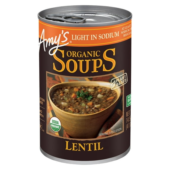 Amy's Organic Lentil Soup Light Sodium 14.5 oz, Pack of 4