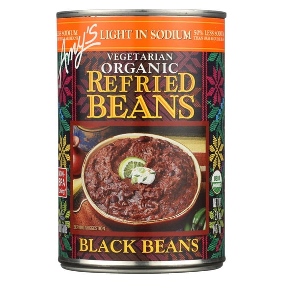 Amy's - Organic Light In Sodium Refried Black Beans - Case of 12 - 15.4 oz.