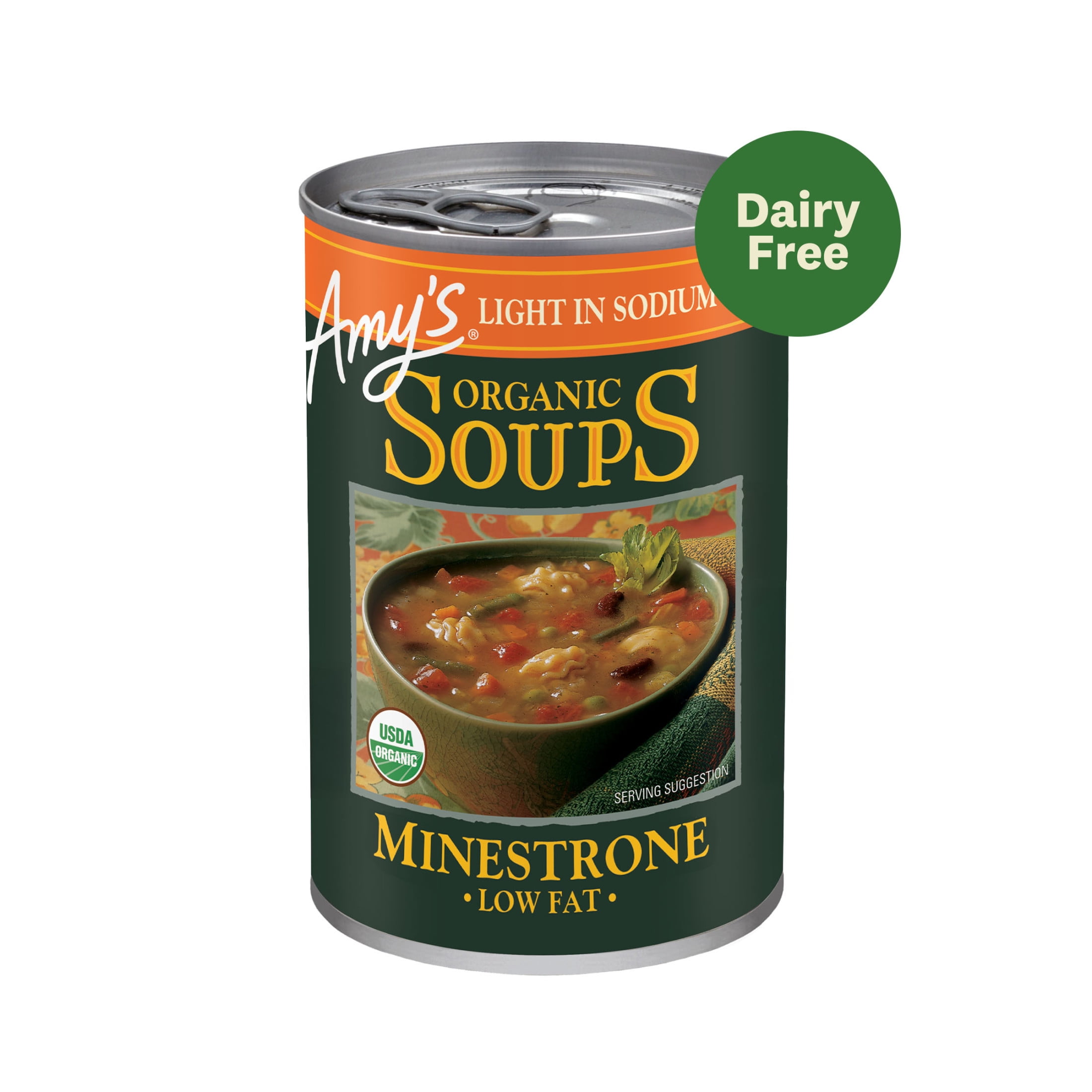 Amys Soup, Organic Light in Sodium Minestrone Soup, Made With Organic Vegetables, Canned Soup, 14.1 Oz