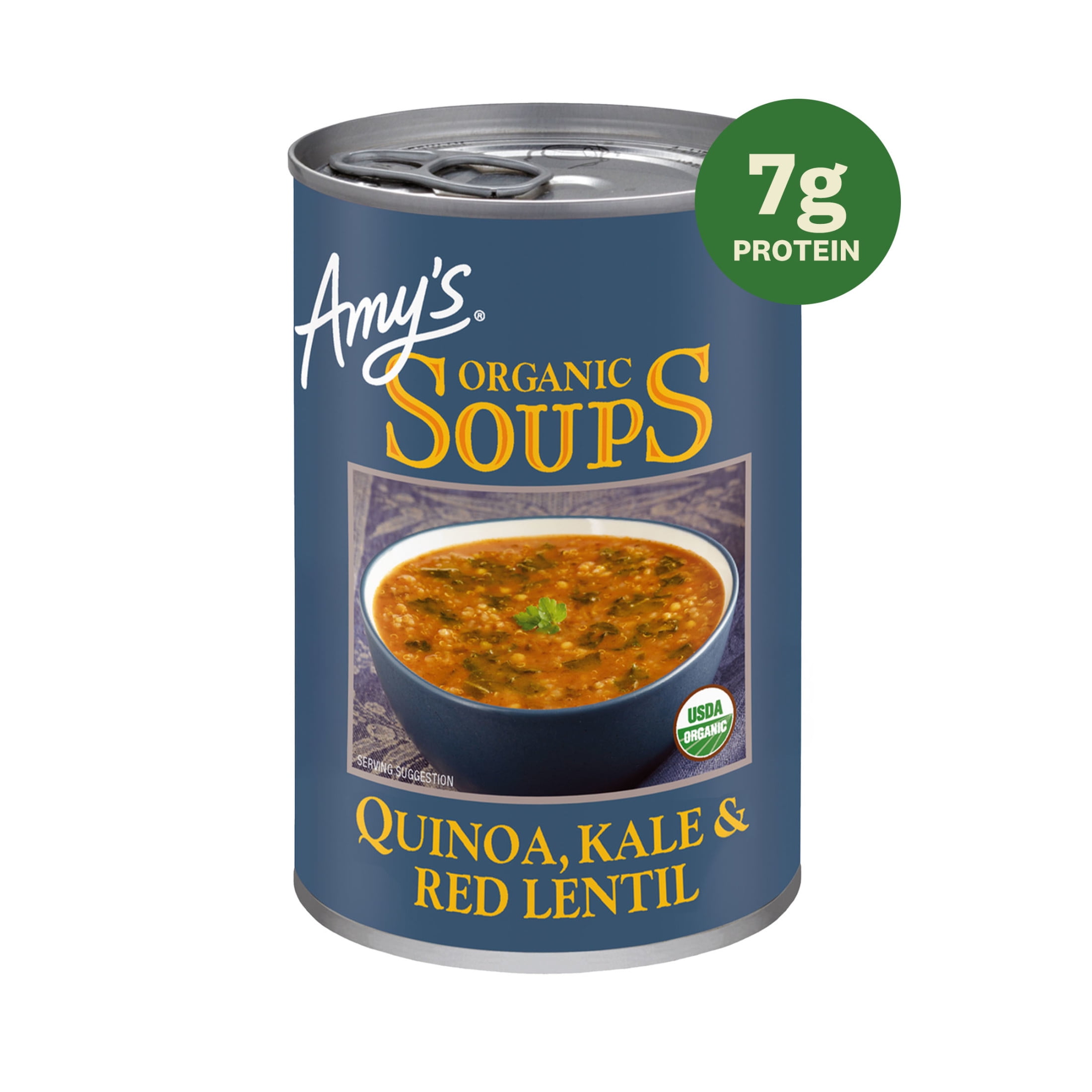 Amys Soup, Plant-Based Organic Quinoa, Kale & Red Lentil Soup, Gluten Free, Made With Organic Green Lentils and Vegetables, Canned Organic Soup, 14.4 Oz