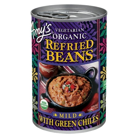 Amy's Organic Vegetarian Refried Beans with Green Chiles, Mild, 15.4-Ounce