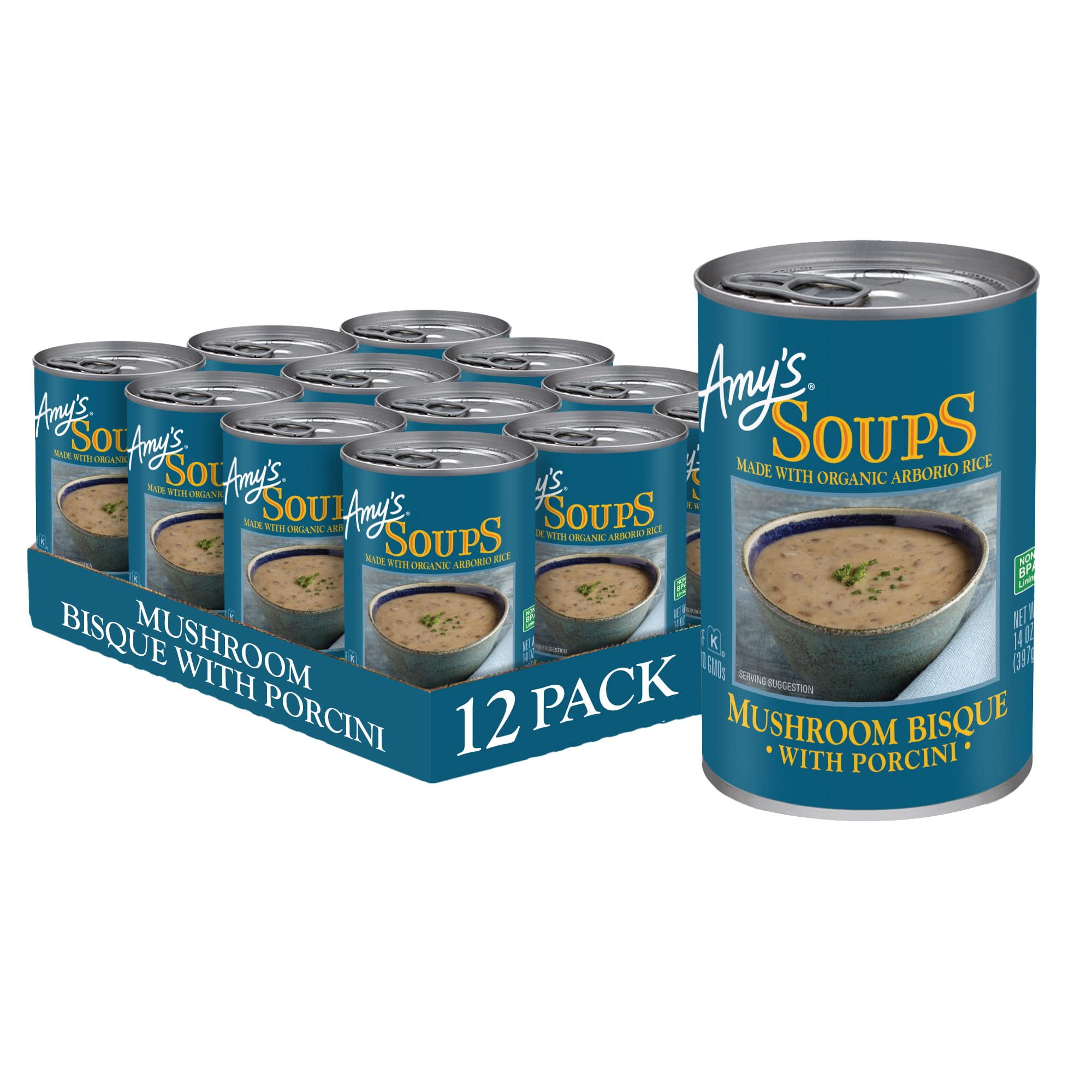 Amy's Soup, Mushroom Bisque Soup With Porcini, Gluten Free Organic
