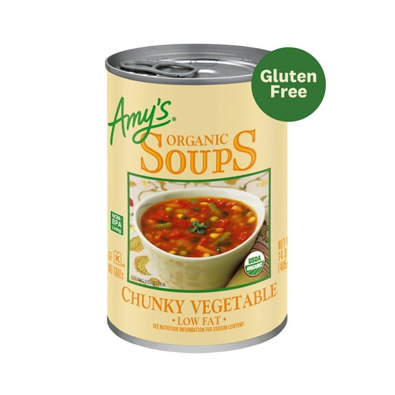 Amy’s Soup, Organic Chunky Vegetable Soup, Gluten Free, Made With Organic Vegetables, Canned Soup, 14.3 Oz