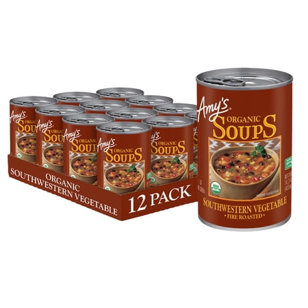 Amy's Soup, Vegan, Gluten Free, Organic Fire Roasted Vegetable with Black Beans, 14.3 oz (Pack of 12)