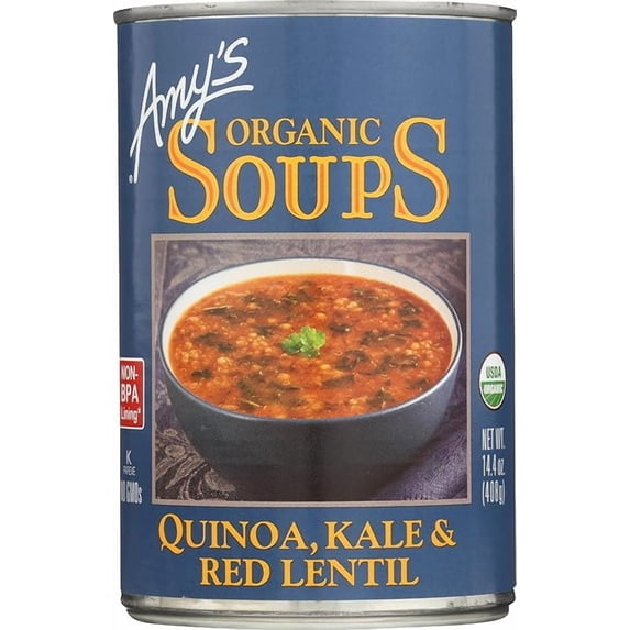 Amy's Soup, Vegan Quinoa, Kale and Red Lentil Soup, Gluten Free, Made With Organic Vegetables and Lentils, Canned Soup, 14.4 Oz