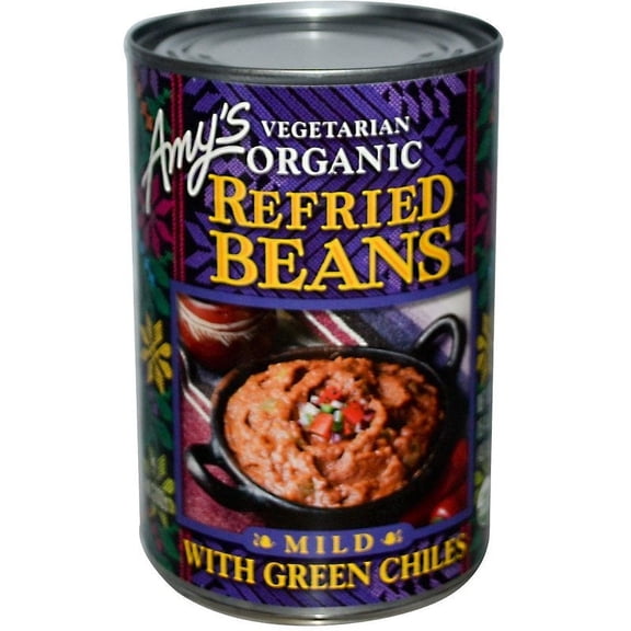 Amy's Vegetarian Organic Refried Beans Mild with Green Chiles 15.4 oz