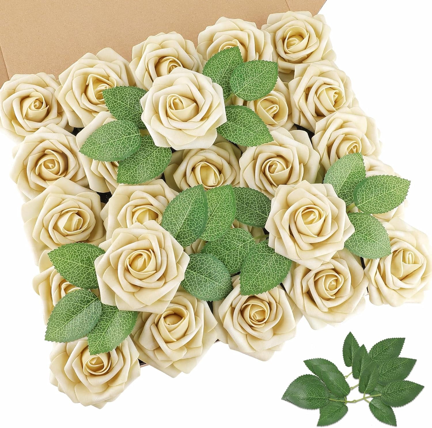 AmyHomie Artificial Flower Dark Red Rose 25pcs Real Looking Fake Roses ...