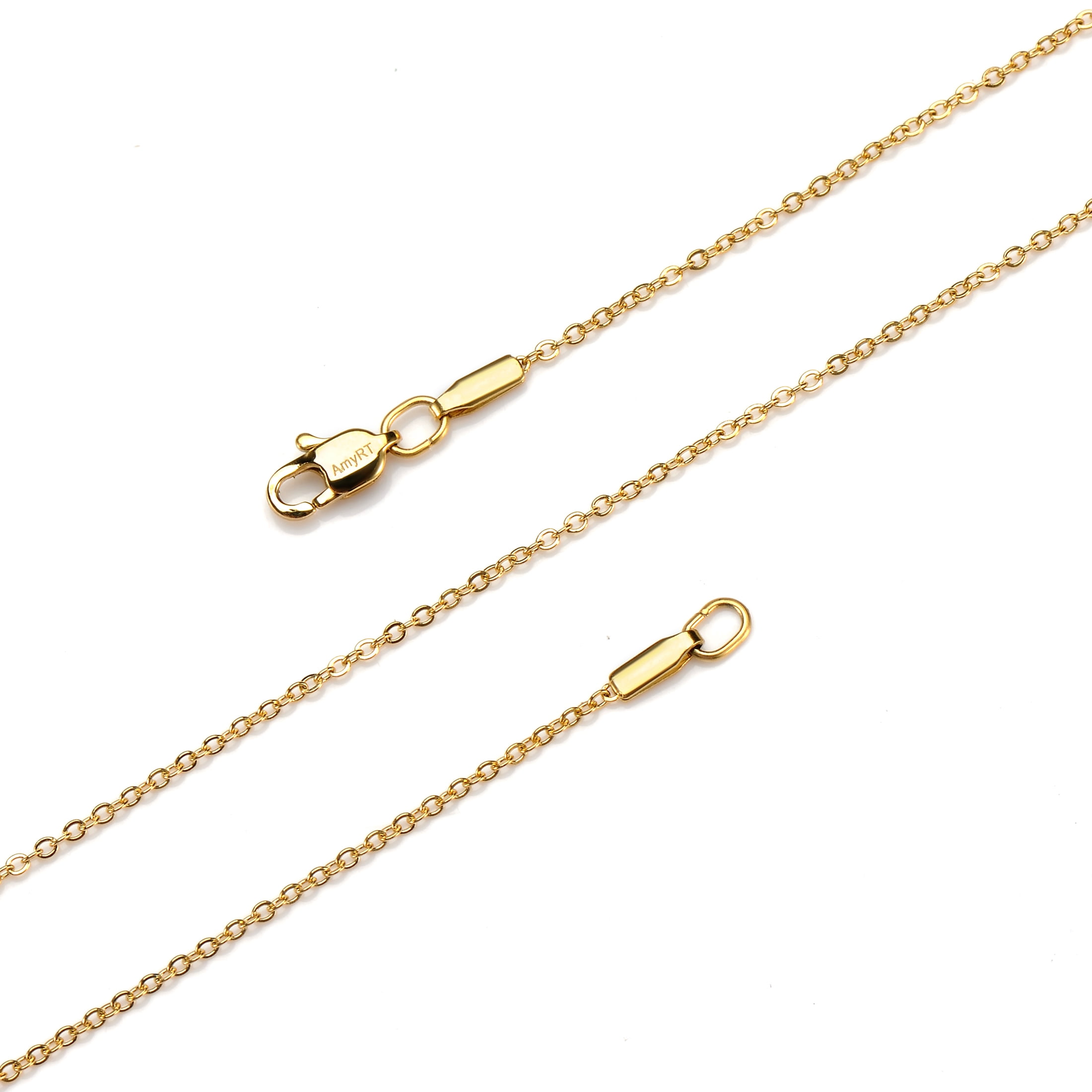 AmyRT Jewelry 1.2mm Titanium Steel Gold Cable Chain Necklaces for Women 26 in