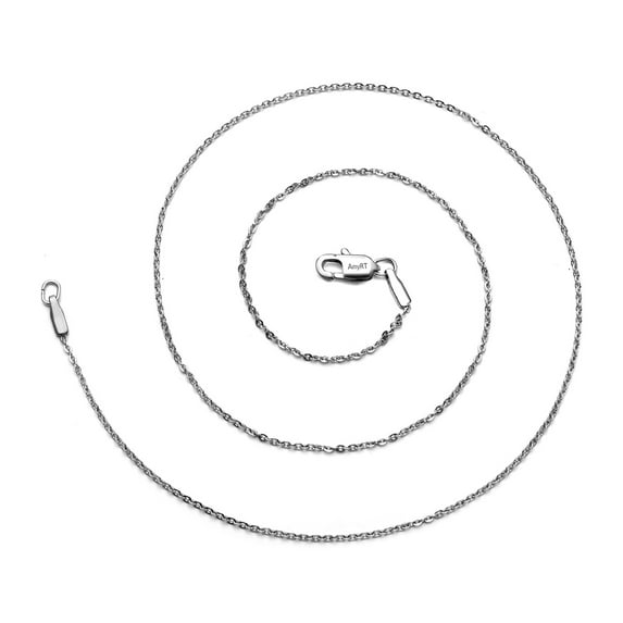 AmyRT Jewelry 1.2mm Titanium Steel Silver Cable Chain Necklaces for Women 18 in