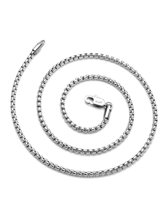 Jewelry 3mm Titanium Steel Rolo Silver Chain Necklaces for Women Men 28 Inch