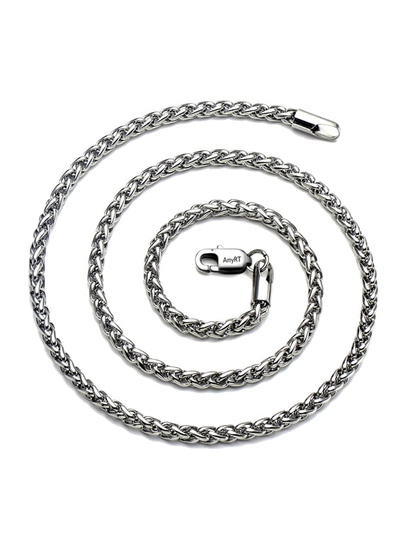 Jewelry 4mm Titanium Steel Wheat Silver Chain Necklaces for Men & Women 20 in