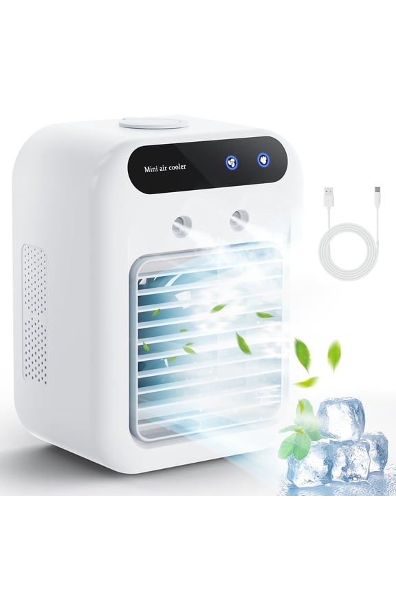 Portable Cooling Fan,USB-C Rechargeable | 25dB Quiet, 3 Speeds & Mist Modes for Home Office Desk, Bedroom, Camping