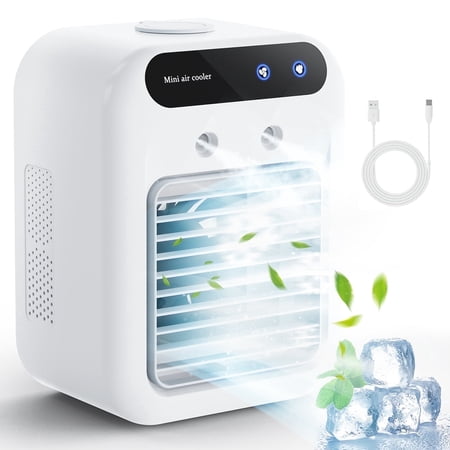 Portable Cooling Fan,USB-C Rechargeable | 25dB Quiet, 3 Speeds & Mist Modes for Home Office Desk, Bedroom, Camping