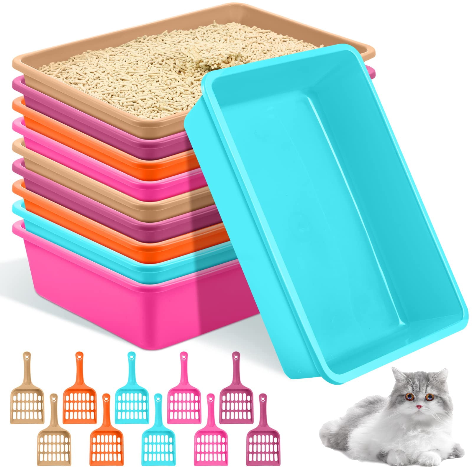 amyhill-10-pcs-open-cat-box-kitten-pan-with-10-scooper-medium-plastic