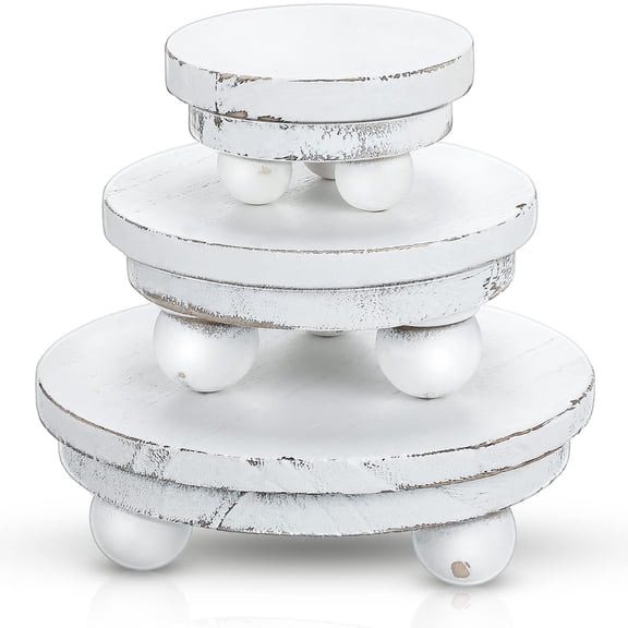 Amyhill 3 Pcs 5/4/3 Inch Wooden Risers for Display Wood Pedestal Stand Mini Tray Stand Round Wooden Pedestal Holder Rustic Buffet Cake Riser for Decor Tiered Tray Decor Home Kitchen(Brown)