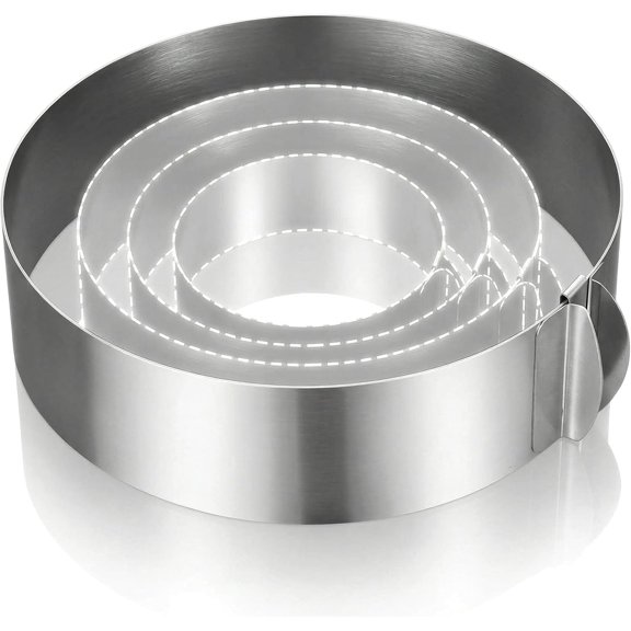 Amylove 1 Pcs Adjustable 6-12 Inch Round Cookie Cutter, Circle Cookie Cutter Stainless Steel Round Cake Trimmer for Baking Kit Mousse Layered Cake Biscuit Food Tiramisu Pastry