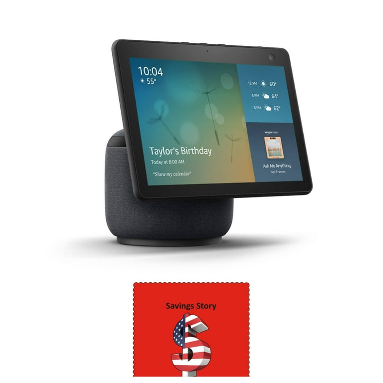 Amz_Echo Show 10 (3rd Gen) HD Smart Display with Motion and Alexa, Charcoal  Black, Free Cleaning Cloth