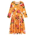thumbnail image 1 of AmzBarley Girls Maxi Dress Long Sleeve Floral Casual Dresses 12-14 Years Orange Print, 1 of 7