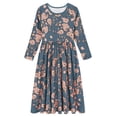 thumbnail image 1 of AmzBarley Girls Maxi Dress Long Sleeve Floral Casual Dresses 8-9 Years Gray Print, 1 of 7