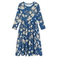 thumbnail image 1 of AmzBarley Girls Maxi Dress Long Sleeve Floral Casual Dresses 9-10 Years Navy Print, 1 of 7