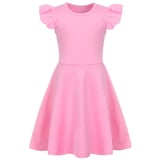 Z Line Cookware AmzBarley Girls Ruffle Shoulder Twirl Dress, Soft A‑Line Casual Dress ...