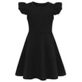 thumbnail image 1 of AmzBarley Girls Spring Summer Flutter Ruffle Sleeve Dress, Solid Black Swing Dress for Toddler 3T, 1 of 7