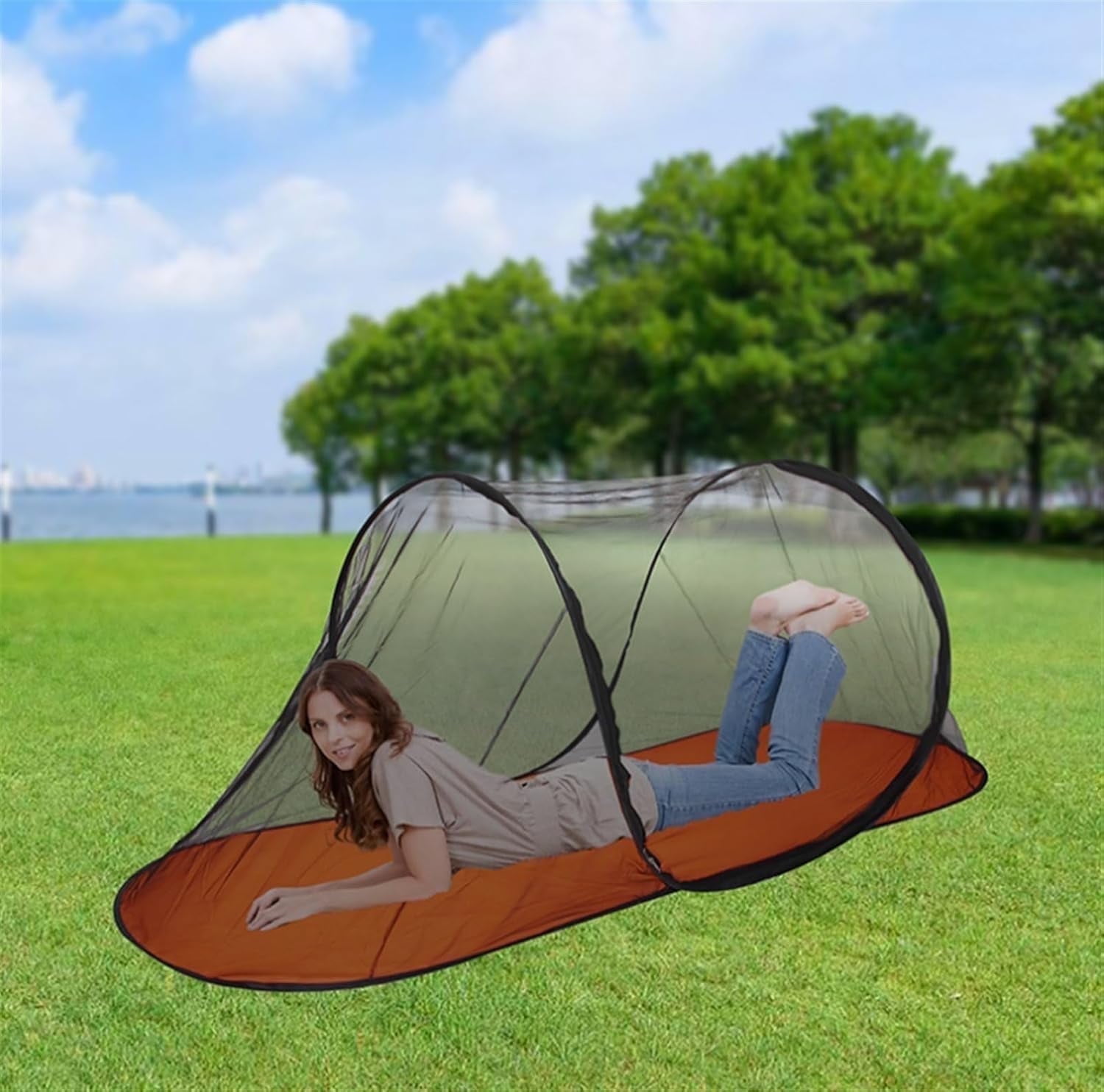 AmzDoer Mosquito Tent with Bottom, Portable Foldable Mosquito Net for Outdoor, Foldable Mosquito Net for Camping, Personal Insect-Proof Canopy, Mosquito Net for Bed, Camping, Travel, Patio, Suitable