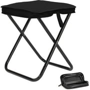 AmzDoer Camping Stools, Portable Folding Stools with Carry Bag, Aluminum Ultralight Backpacking Stool, Collapsible Camp Stools Outdoor Footstools for Walking Hiking Fishing Picnic Barbecue (Black)