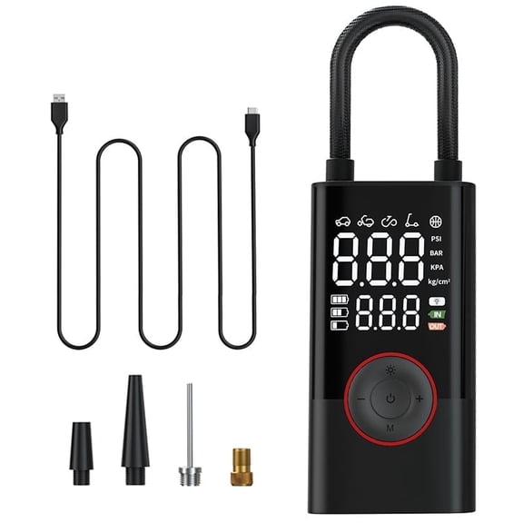 AmzDoer Tire Inflator Portable Air Compressor,150PSI Cordless Electric with Car LED Light, Mini Tire Pump for Bike, Motorcycle, Ball