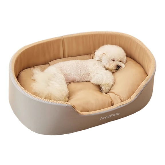 AmzPolo Dog beds,Non-Slip Base Waterproof Liner Egg Crate Foam for Improved Sleep, Beige