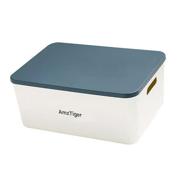 AmzTiger Plastic boxes, Decorative Shelf Organizer Bins for Bathroom and Closet, White, 1 Gallon
