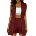 thumbnail image 1 of Amzcrzy 2 Piece Sets for Women Dressy 2026 Solid Color Sleeveless Long Blazer Vest and High Waisted Shorts Business Casual Outfits for Women Summer Loose Cruise Outfits with Button Wine M, 1 of 7