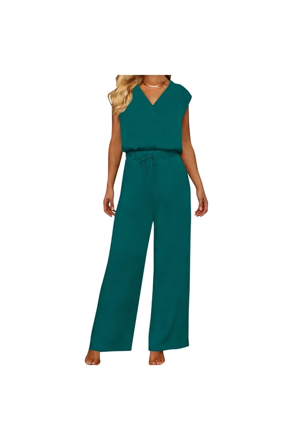 2 Piece Sets for Women Going Out Casual Loose Solid Color Elastic Drawstring Lounge Sets Trendy V Neck Short Sleeve Top Wide Leg Pants Travel Outfits for Women S