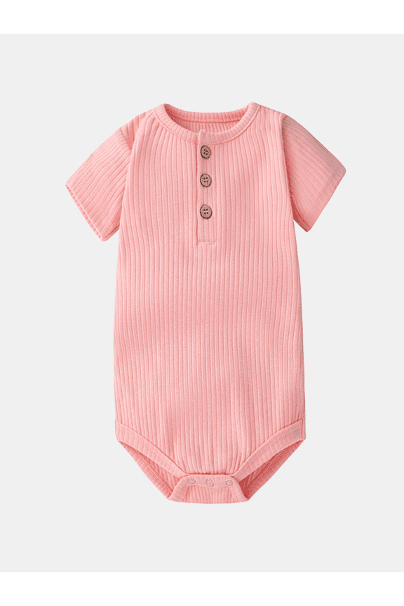 Baby Girl Clothes Super Soft Cotton Baby Bodysuit Breathable Short Sleeve Newborn Onesies Neutral Solid Color Snap Crotch Summer Romper for 1-24 Months Watermelon Red