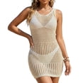 thumbnail image 1 of Amzcrzy Beach Cover Ups for Women Sleeveless Crochet Hollow Out Knit Mini Dress, Sheer Tassel Bathing Suit Cover Up for Women for Vacation Pool Party 2026, 1 of 9