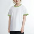 thumbnail image 1 of Amzcrzy Boys Girls T Shirts Cotton Solid Color Short Sleeve Crew Neck Basic Tees for Girls Summer Comfortable Breathable Soft Color Block Casual Tops 2-13 Years, 1 of 9