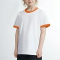 thumbnail image 1 of Amzcrzy Boys Girls T Shirts Cotton Solid Color Short Sleeve Crew Neck Basic Tees for Girls Summer Comfortable Breathable Soft Color Block Casual Tops 2-13 Years, 1 of 9