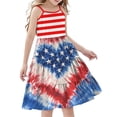 thumbnail image 1 of Amzcrzy Dresses for Girls 3-14 Years 4Th Of July Spaghetti Strap Dress Casual Sleeveless Swing Flowy Tiered Midi Sundress American Flag Cute Ruched Cami Dress @9 13 Years, 1 of 9